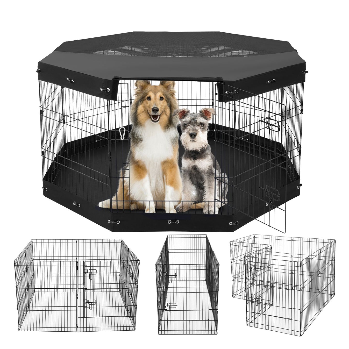Dog Playpen, 8 Pcs 30 W Panels Foldable Metal Pet Exercise Pen, Dog