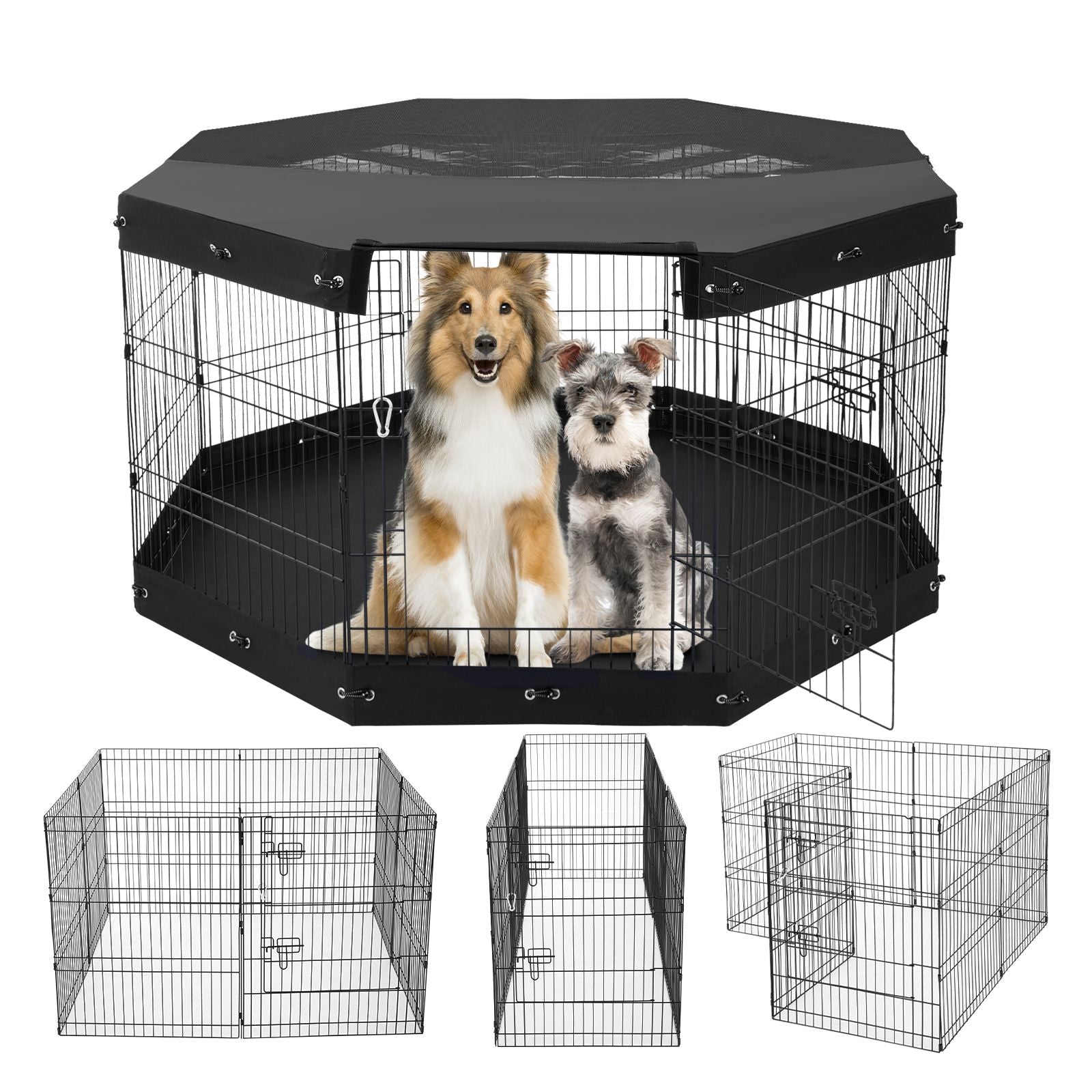 Dog Playpen, 8 Pcs 30 W Panels Foldable Metal Pet Exercise Pen, Dog
