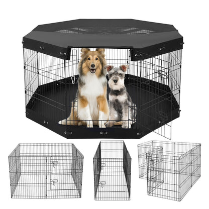 Dog Playpen, 8 Pcs 30 W Panels Foldable Metal Pet Exercise Pen, Dog