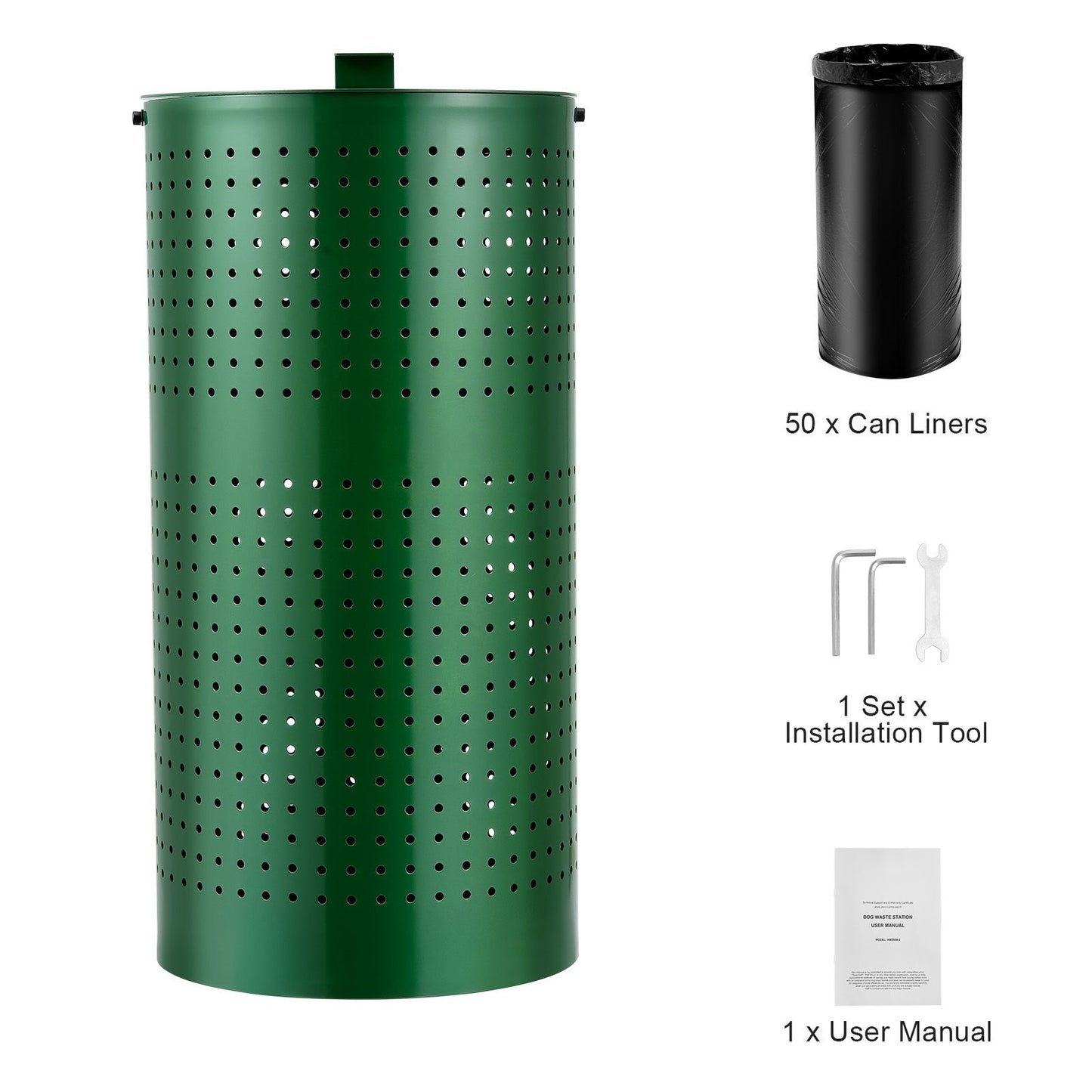 Dog Poop Trash Can with 50 Liner Bags, 11.5 Gallons Outdoor Dog