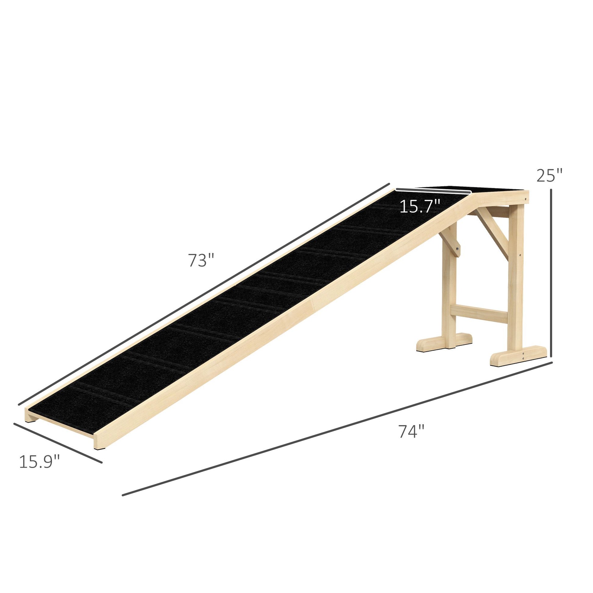 Dog Ramp Pet Ramp for Bed, Non-Slip Carpet, Top Platform, 74 X 25"