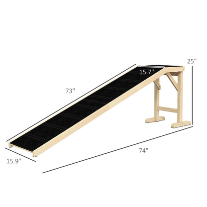 Dog Ramp Pet Ramp for Bed, Non-Slip Carpet, Top Platform, 74 X 25"