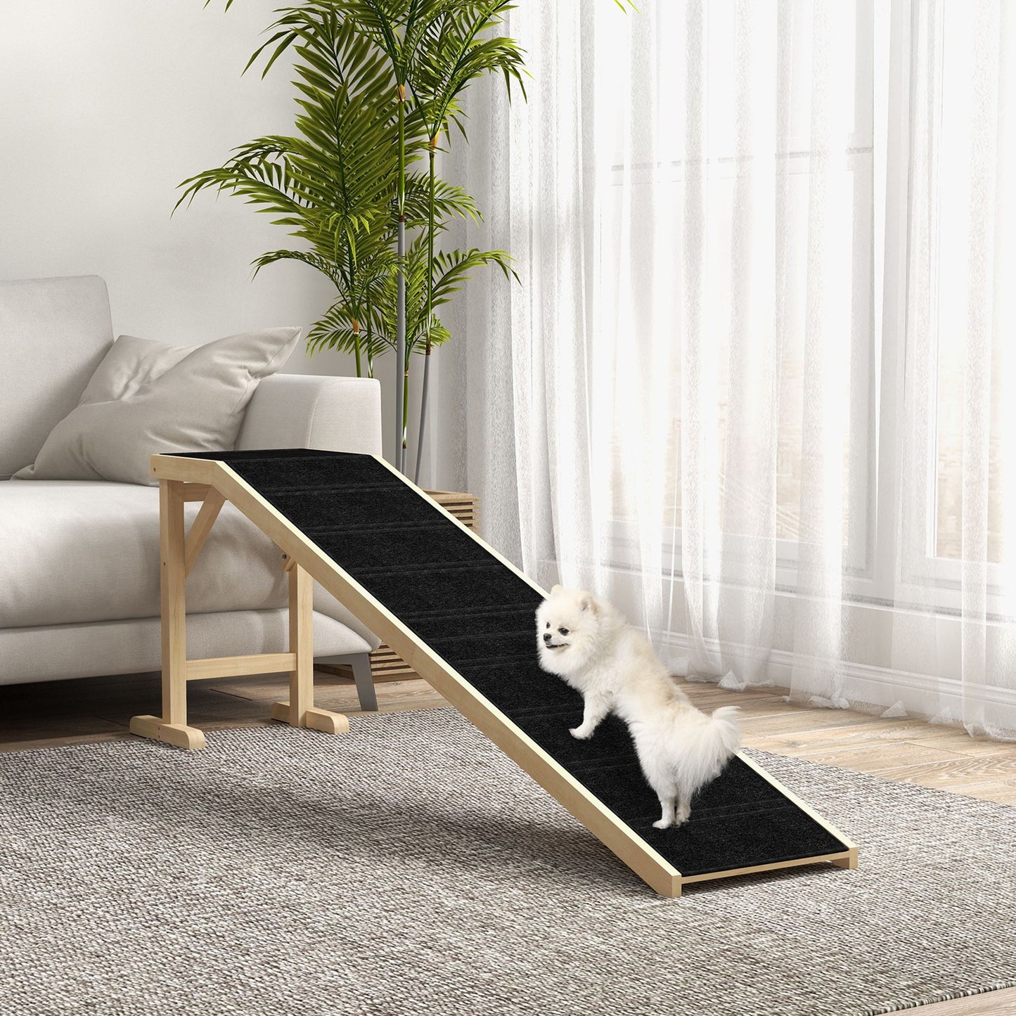 Dog Ramp Pet Ramp for Bed, Non-Slip Carpet, Top Platform, 74 X 25"