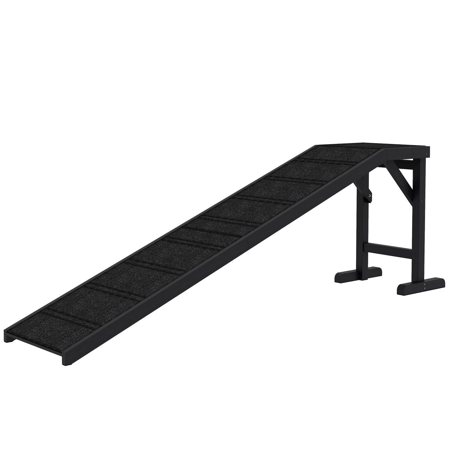 Dog Ramp with Non-Slip Carpet and Top Platform, 74 X 25", Black