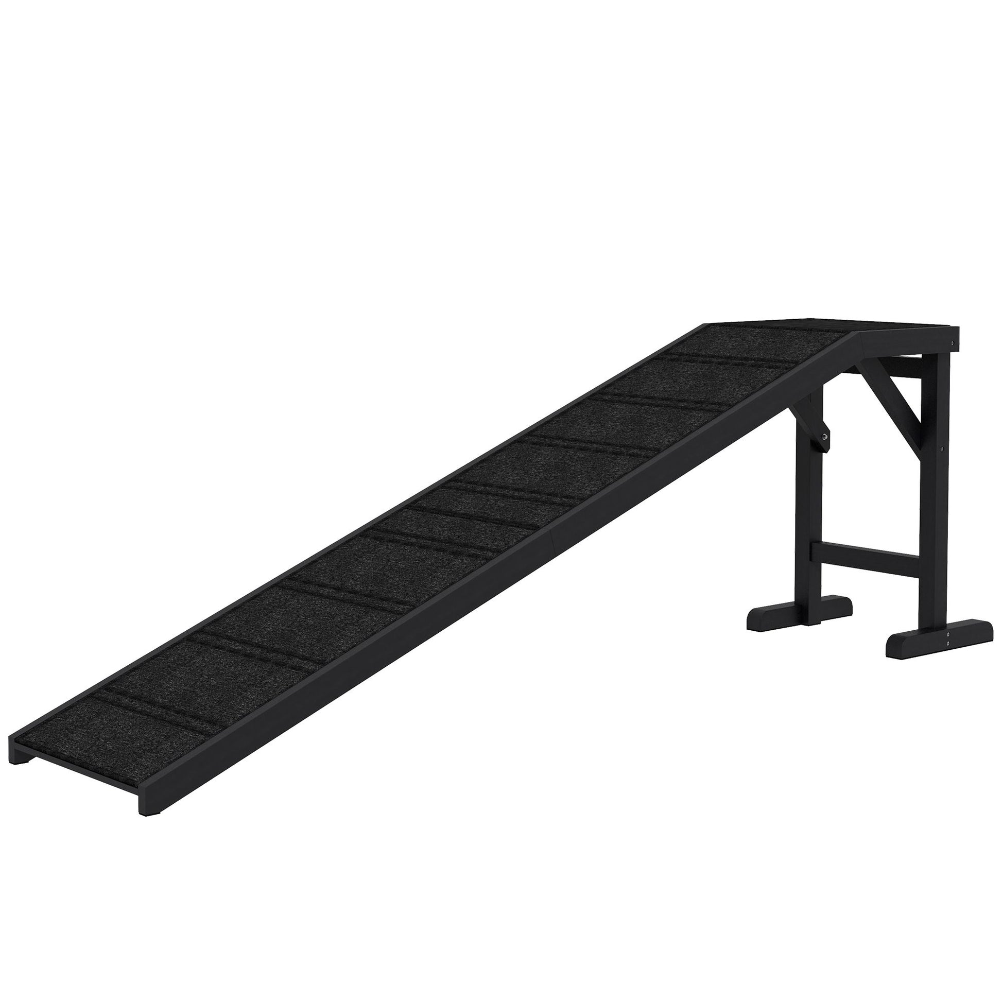 Dog Ramp with Non-Slip Carpet and Top Platform, 74 X 25", Black