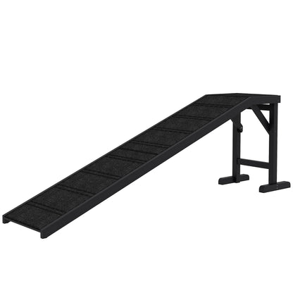 Dog Ramp with Non-Slip Carpet and Top Platform, 74 X 25", Black