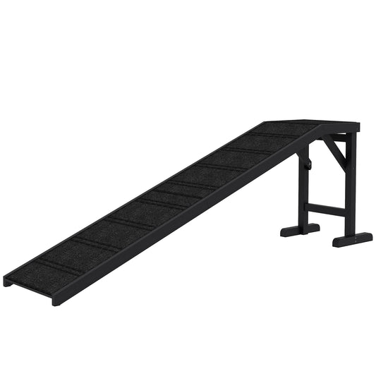 Dog Ramp with Non-Slip Carpet and Top Platform, 74 X 25", Black