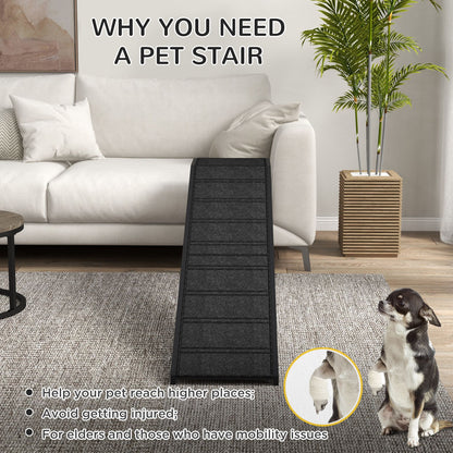 Dog Ramp with Non-Slip Carpet and Top Platform, 74 X 25", Black