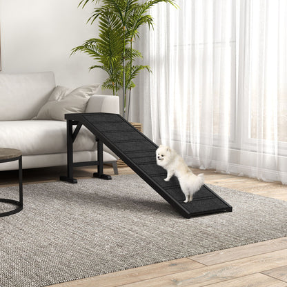 Dog Ramp with Non-Slip Carpet and Top Platform, 74 X 25", Black