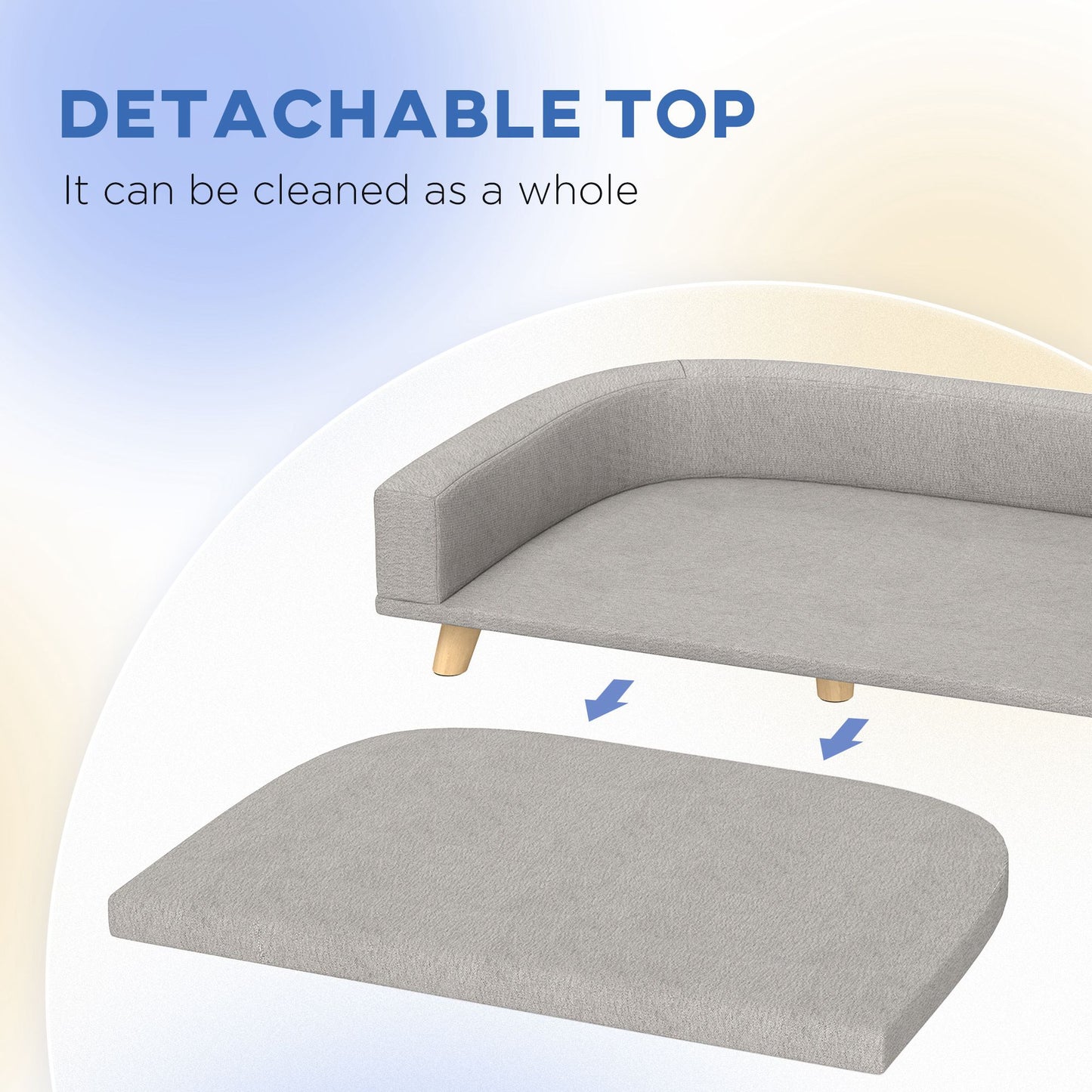 Dog Sofa Couch Bed with Washable Cushion for Large Dogs, Cats, Gray