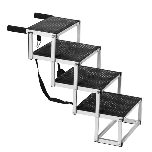 Dog Stair for Cars, Wide 4-Step Dog Car Steps, Folding Dog Car Ramp