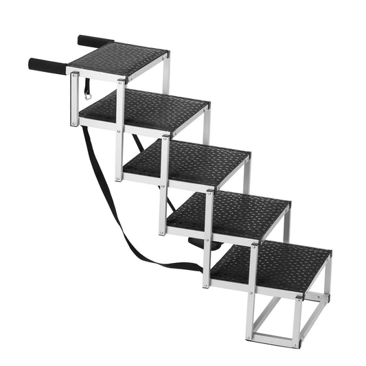 Dog Stair for Cars, Wide 5-Step Dog Car Steps, Folding Dog Car Ramp