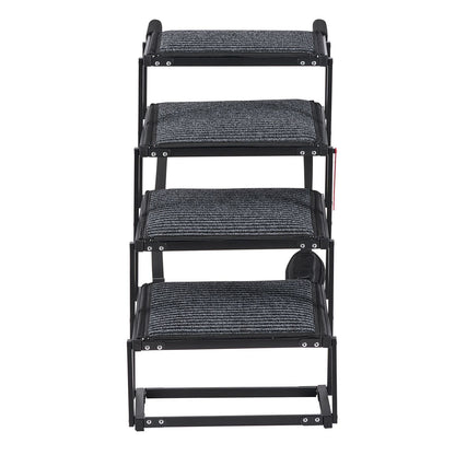 Dog Stairs for Car, 4 Steps Extra Wide Foldable Dog Ramp