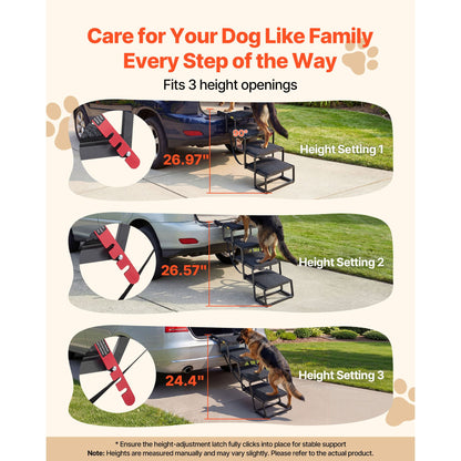 Dog Stairs for Car, 4 Steps Extra Wide Foldable Dog Ramp