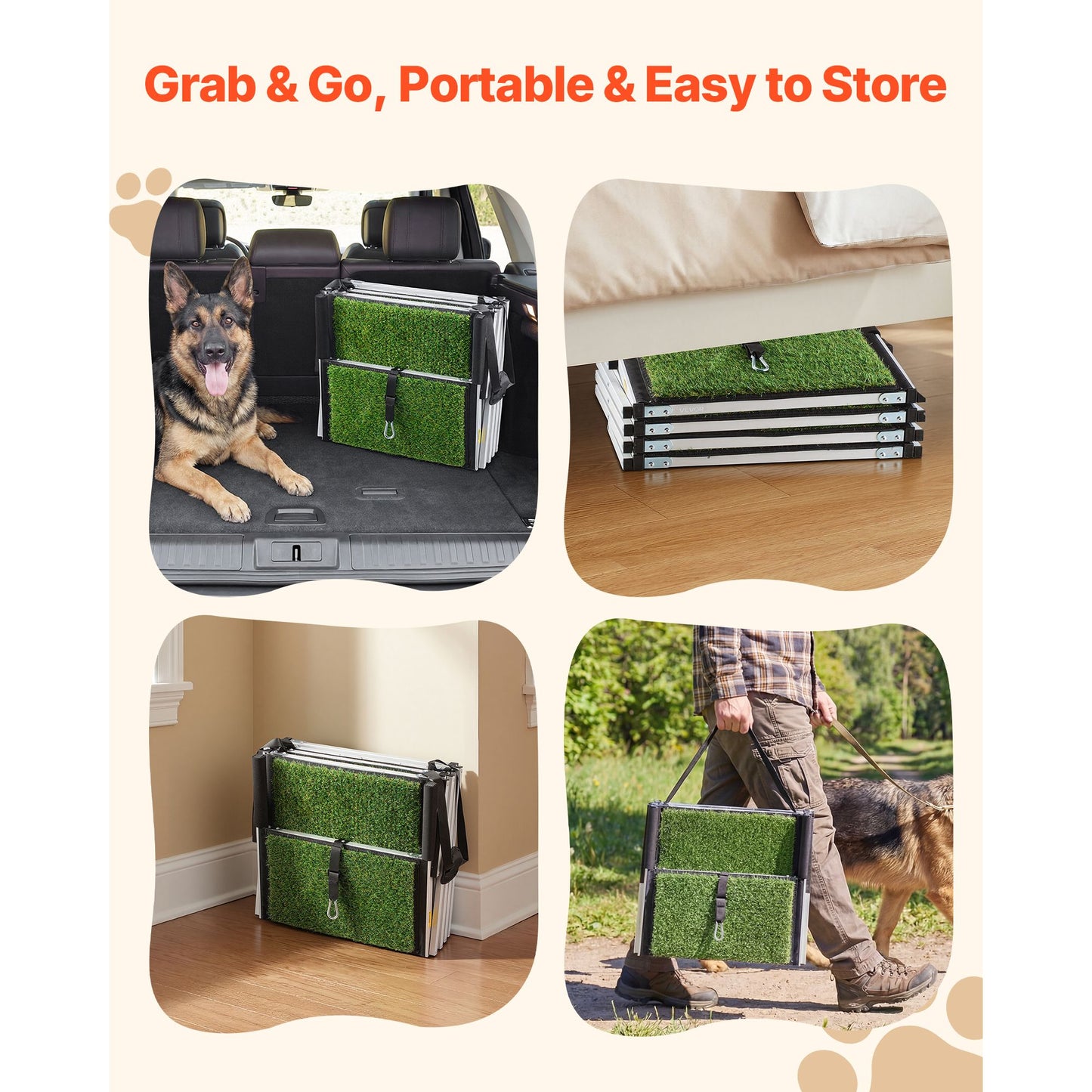 Dog Stairs for Car, 4 Steps Extra Wide Foldable Dog Ramp