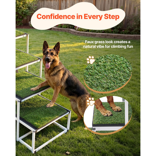 Dog Stairs for Car, 4 Steps Extra Wide Foldable Dog Ramp