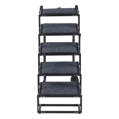 Dog Stairs for Car, 5 Steps Extra Wide Foldable Dog Ramp