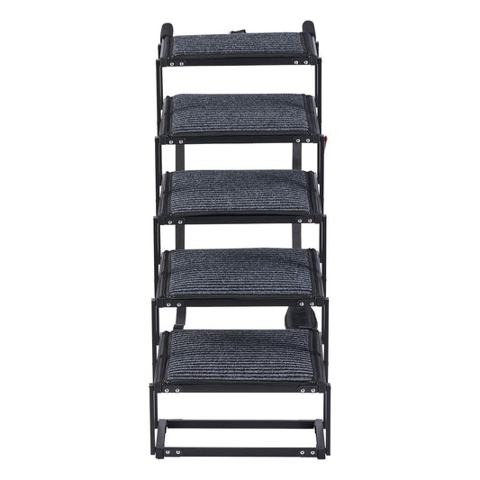 Dog Stairs for Car, 5 Steps Extra Wide Foldable Dog Ramp