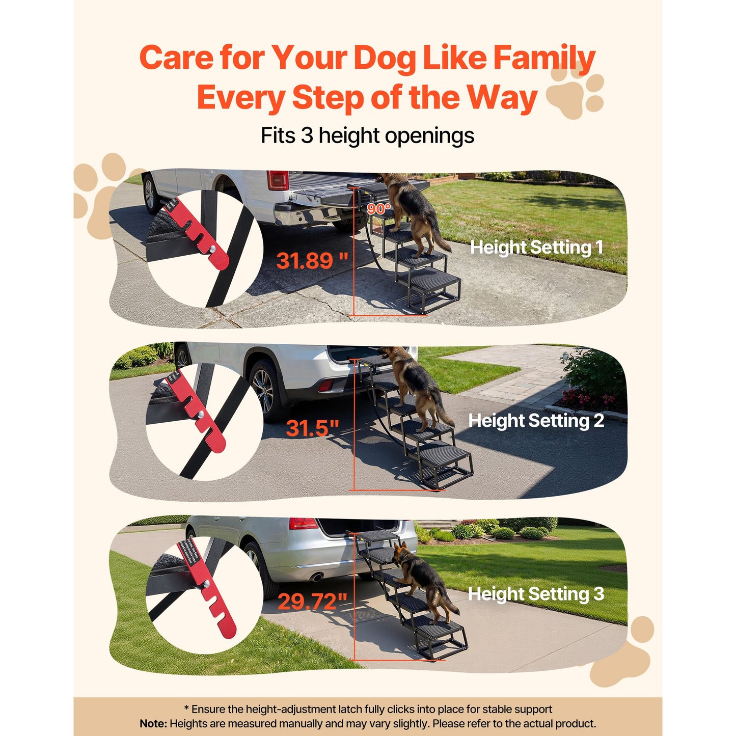 Dog Stairs for Car, 5 Steps Extra Wide Foldable Dog Ramp