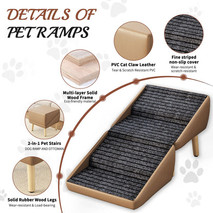 Dog Stairs for Small Dogs, 2-in-1 Pet Steps & Ottoman -