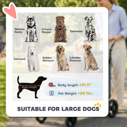 Dog Stroller for Large Dogs up to 66 LBS with All-Terrain Spring