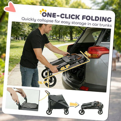 Dog Stroller for Large Dogs up to 66 LBS with All-Terrain Spring
