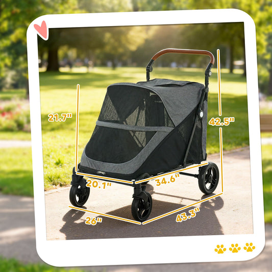 Dog Stroller for Large Dogs up to 66 LBS with All-Terrain Spring