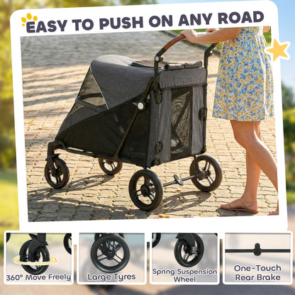 Dog Stroller for Large Dogs up to 66 LBS with All-Terrain Spring