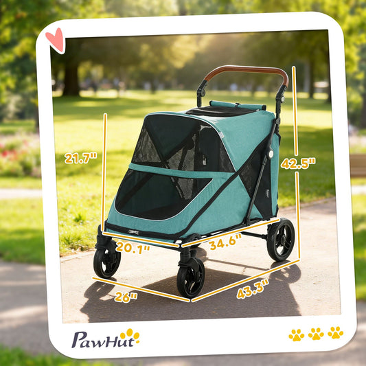 Dog Stroller for Large Dogs up to 66 LBS with All-Terrain Spring