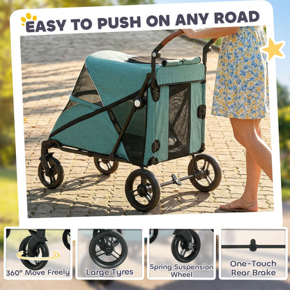 Dog Stroller for Large Dogs up to 66 LBS with All-Terrain Spring