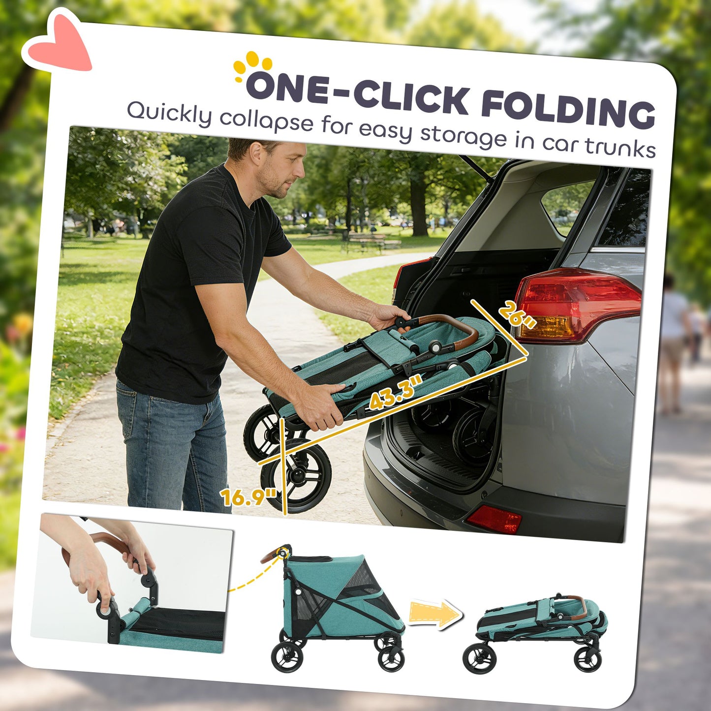 Dog Stroller for Large Dogs up to 66 LBS with All-Terrain Spring