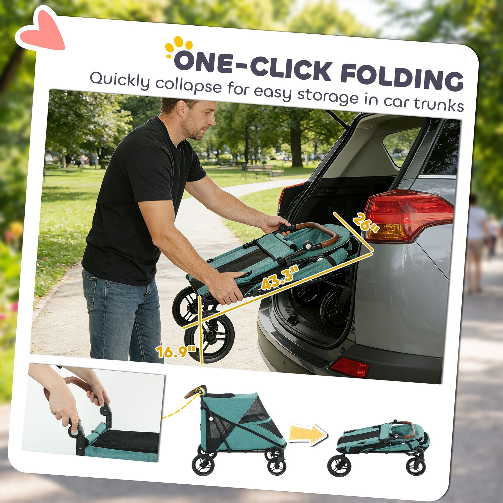 Dog Stroller for Large Dogs up to 66 LBS with All-Terrain Spring