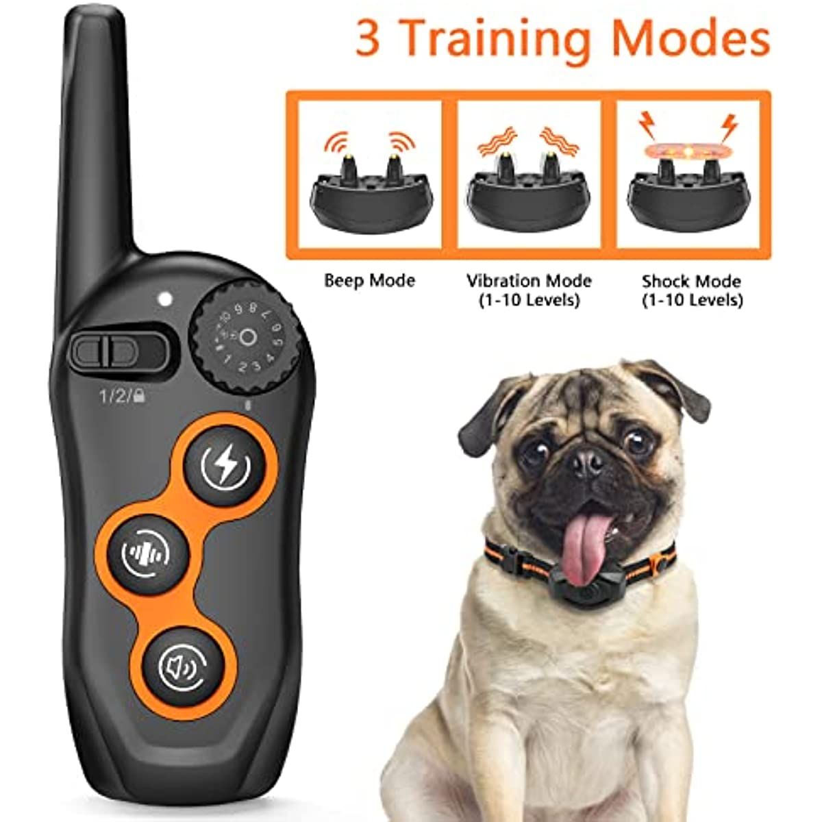 Dog Training Collar; 100% Waterproof Dog Shock Collar with Remote