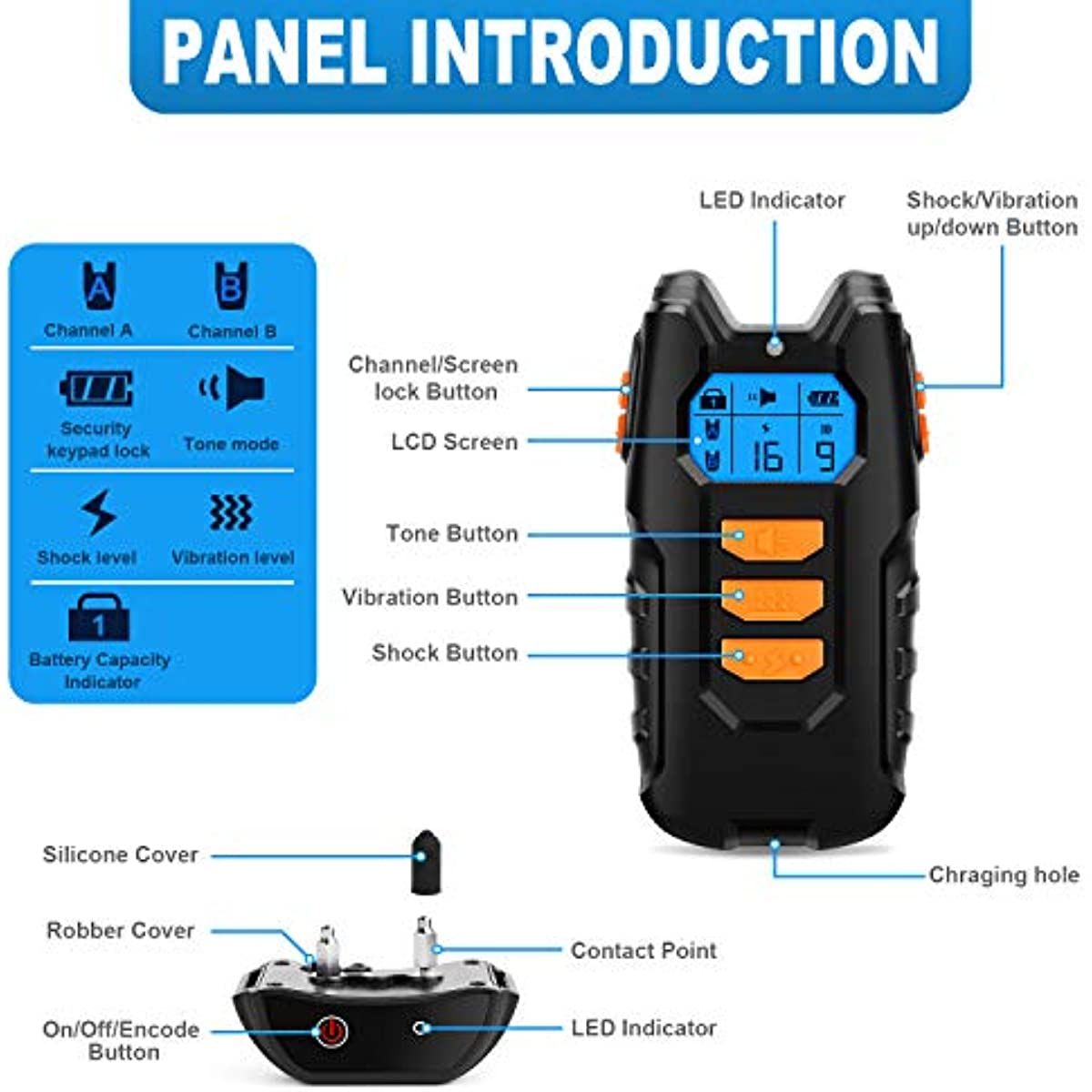 Dog Training Collar; Shock Collar for Dogs with Remote;