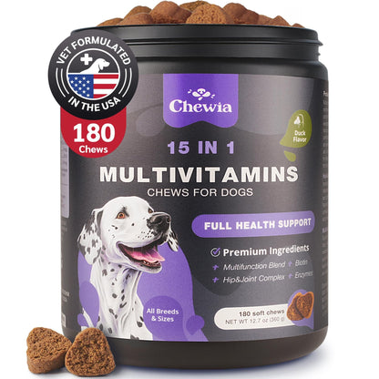 15-in-1 Dog Multivitamin Chews with MSM, Skin, Coat & Joint