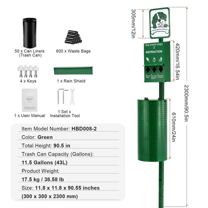 Dog Waste Station, Commercial Dog Poop Station, 11.5 Gallons