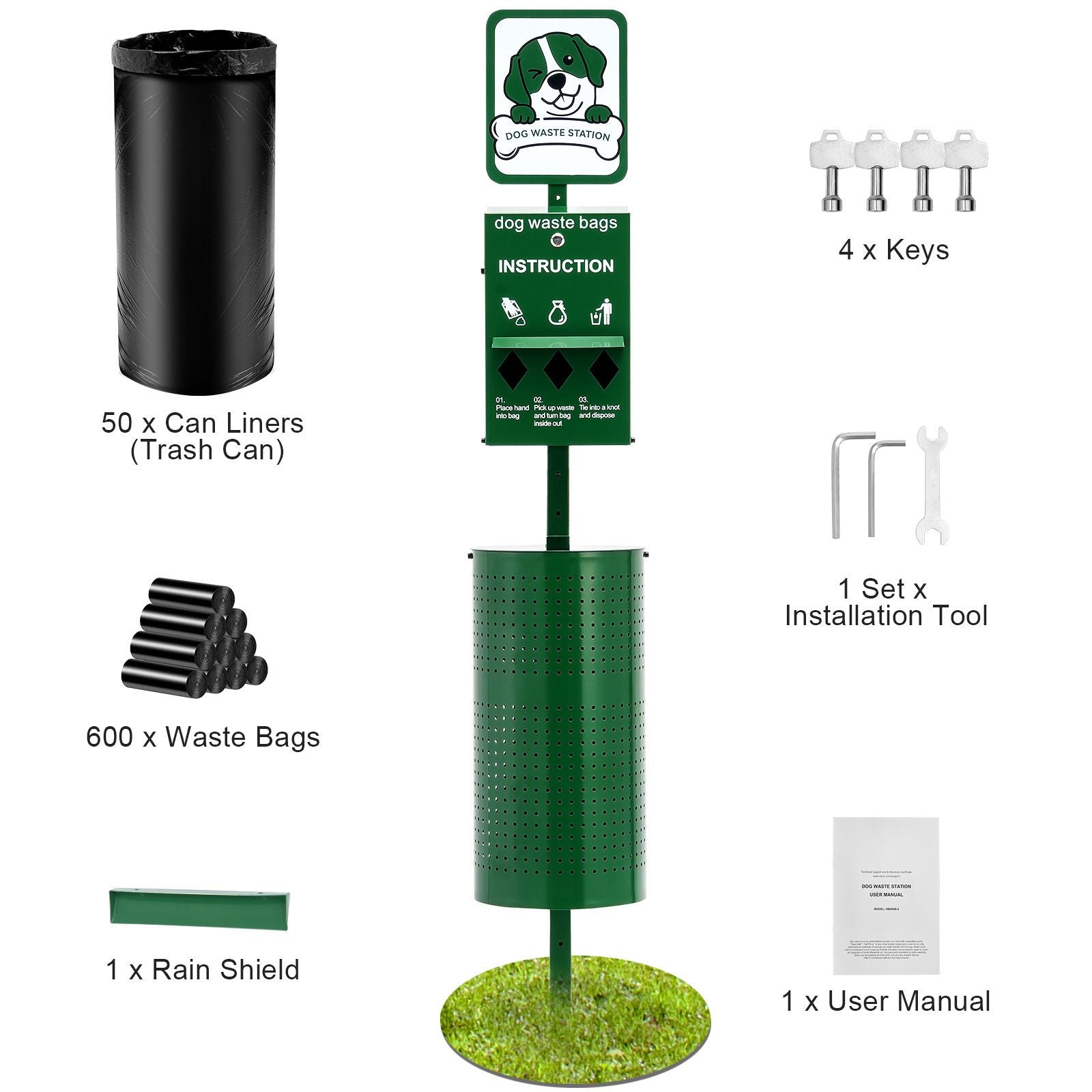 Dog Waste Station, Commercial Dog Poop Station, 11.5 Gallons