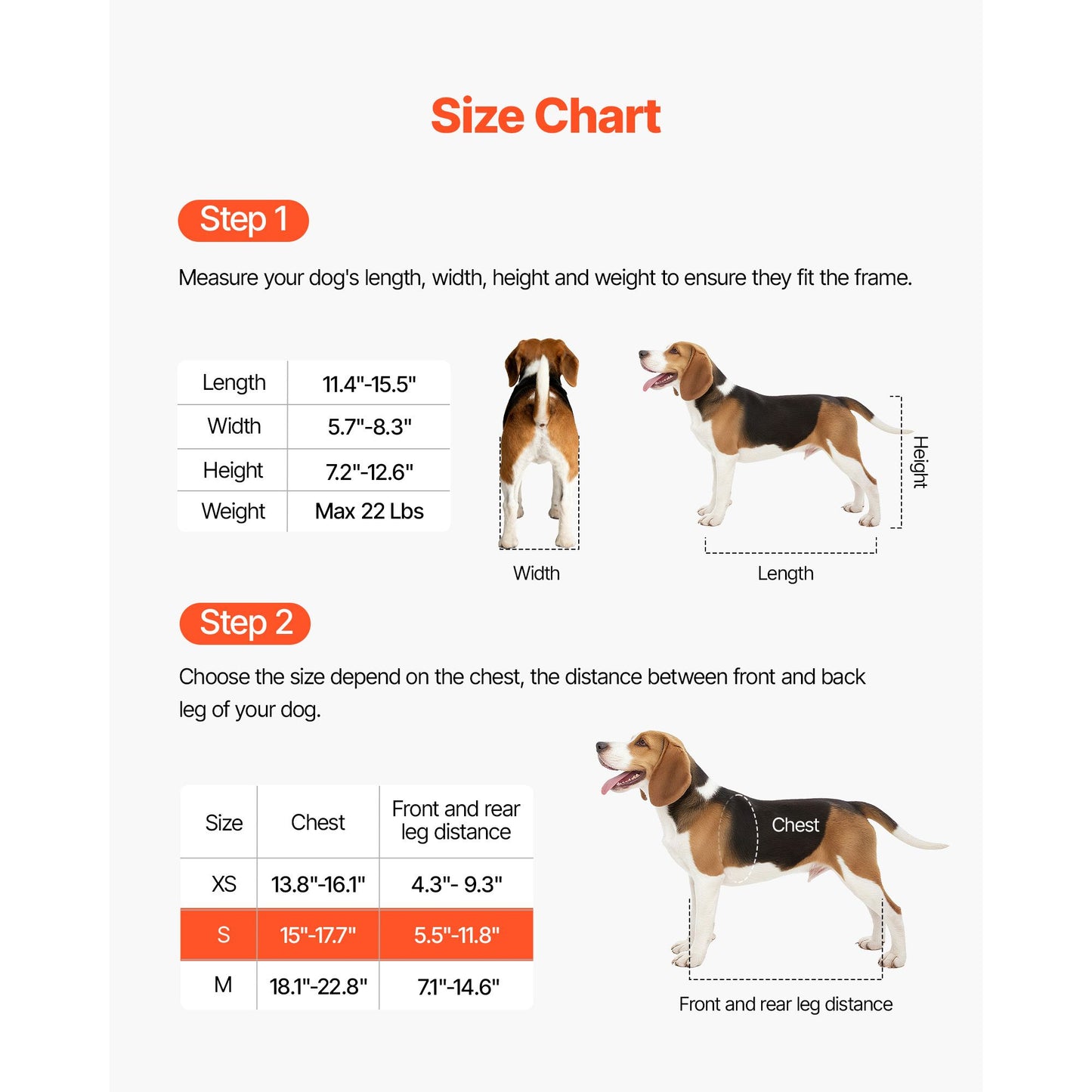 Dog Wheelchair for Back Legs, Adjustable 2 Wheels Pet Wheelchair