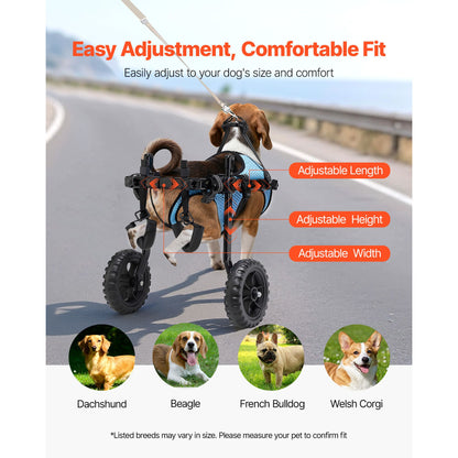 Dog Wheelchair for Back Legs, Adjustable 2 Wheels Pet Wheelchair