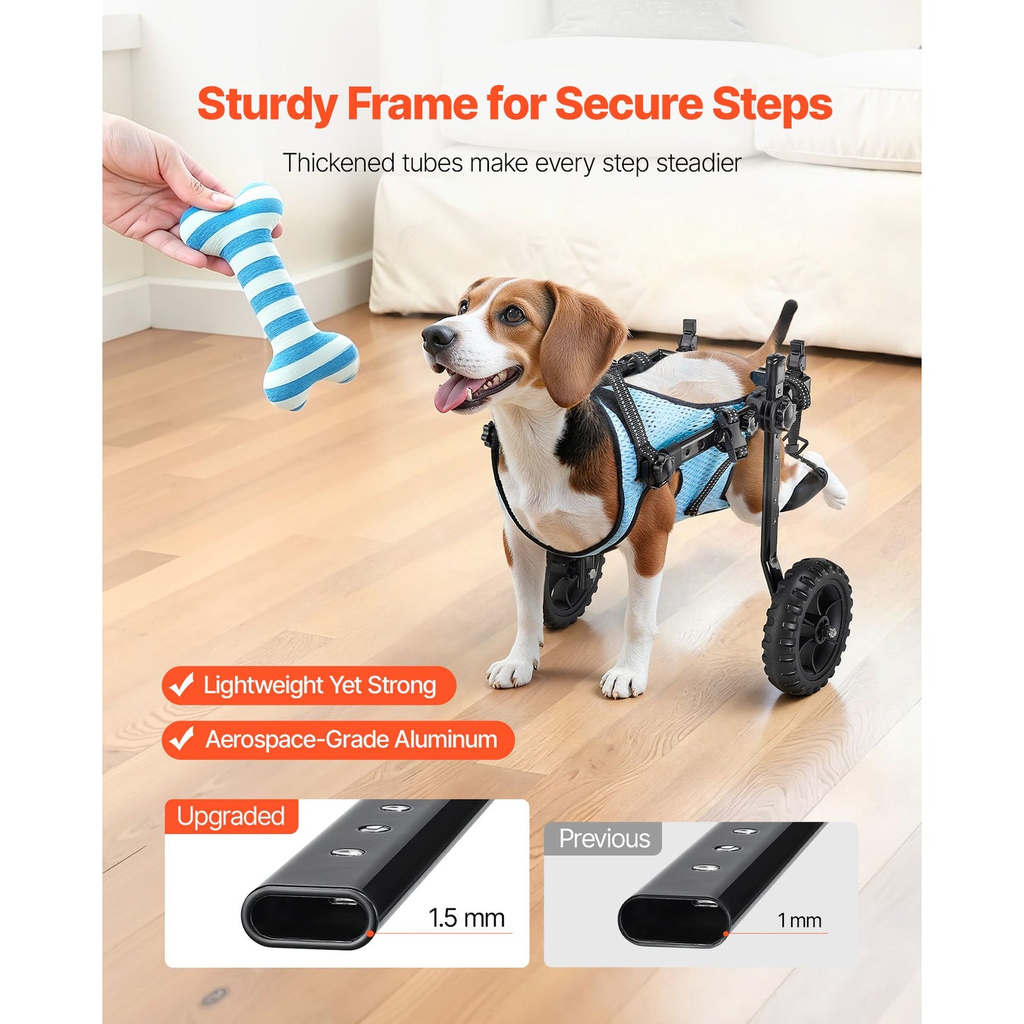 Dog Wheelchair for Back Legs, Adjustable 2 Wheels Pet Wheelchair