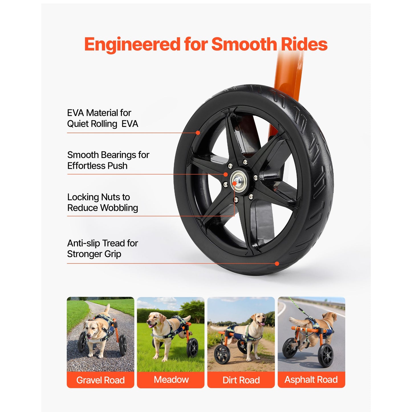 Dog Wheelchair for Back Legs, Lightweight 2 Wheels Pet Wheelchair