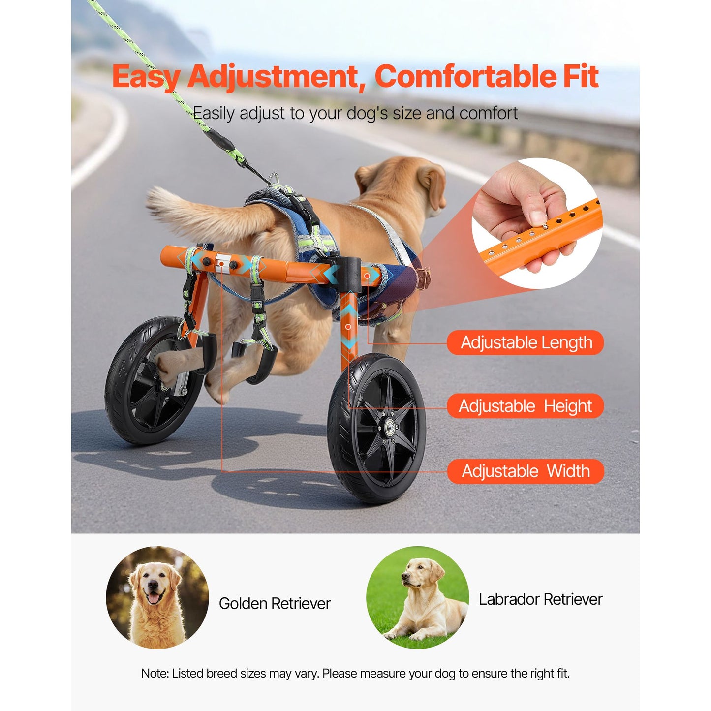 Dog Wheelchair for Back Legs, Lightweight 2 Wheels Pet Wheelchair