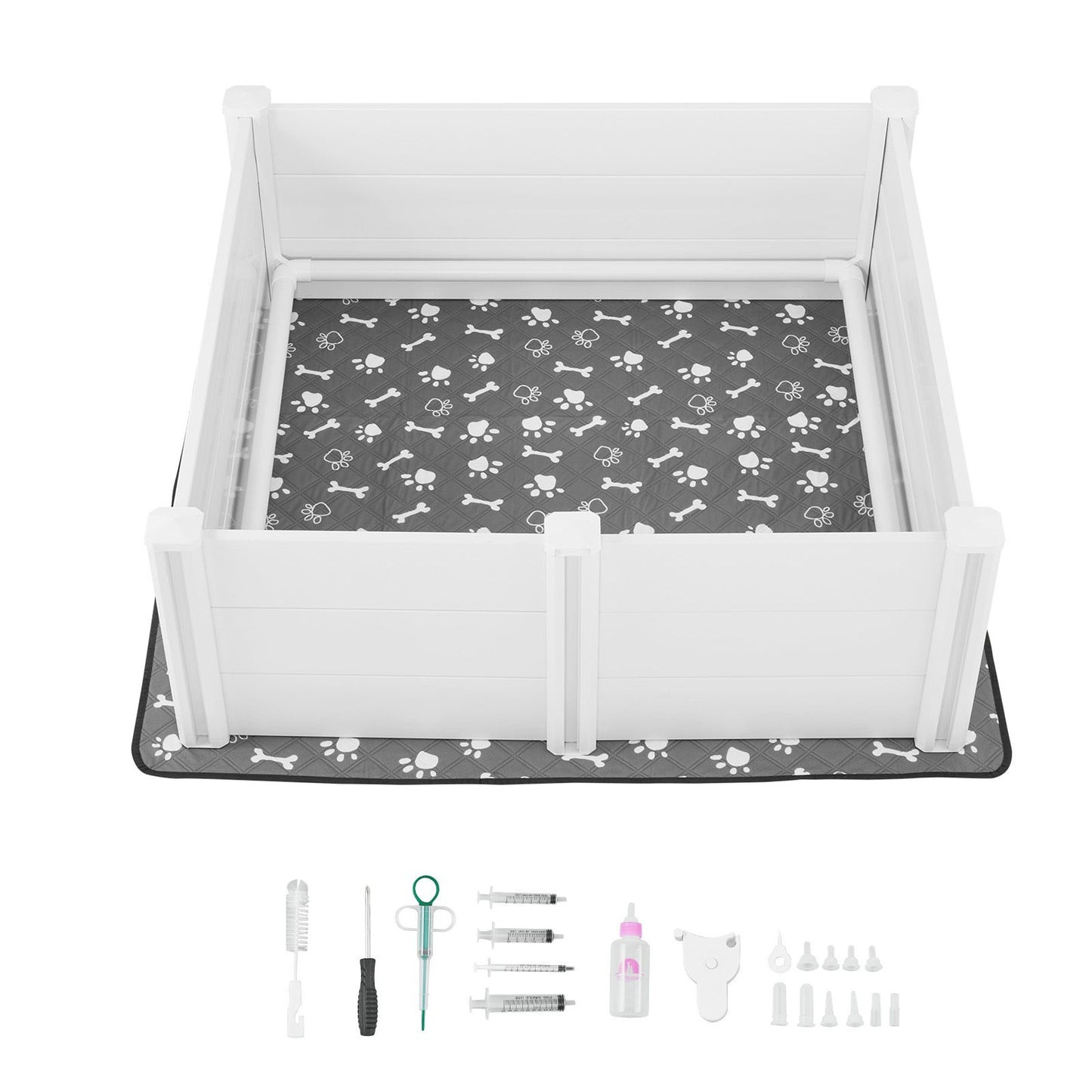 Dogs Whelping Box, 48 X 48 X 18.1 Inch, Plastic PVC Puppies Playpen