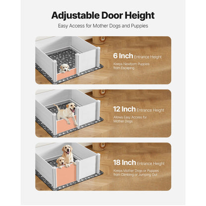 Dogs Whelping Box, 48 X 48 X 18.1 Inch, Plastic PVC Puppies Playpen
