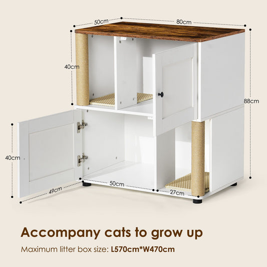 Double Cat Litter Box Enclouse,Cat Litter Box Enclosure for 2 Cats