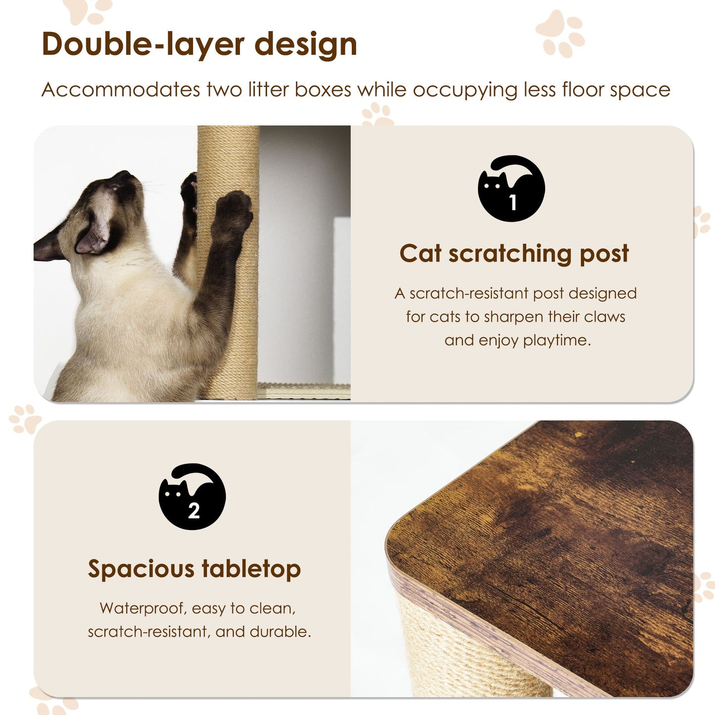 Double Cat Litter Box Enclouse,Cat Litter Box Enclosure for 2 Cats