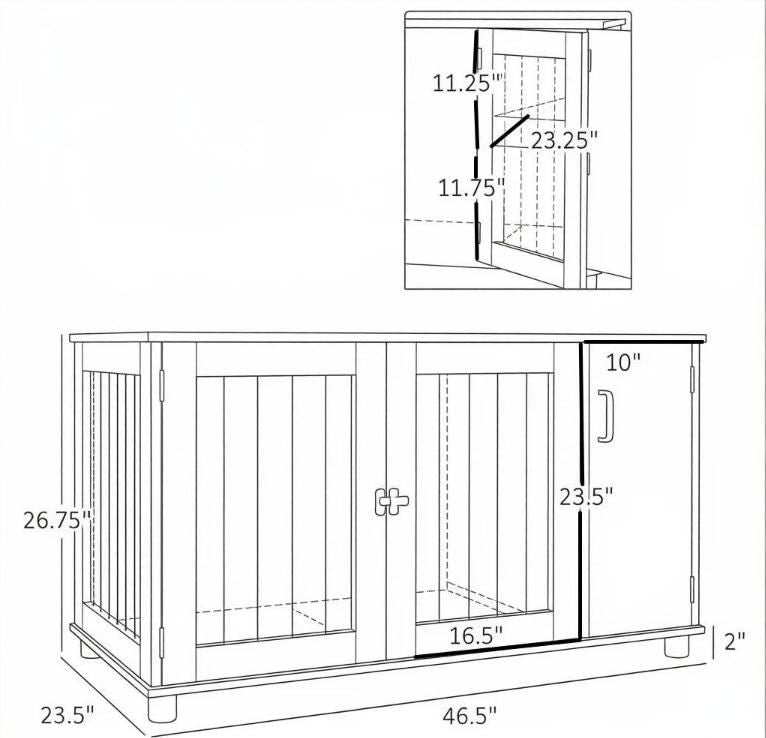 Double Door Dog Crate End Table Furniture Indoor with Storage Wood