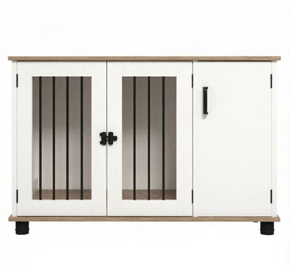 Double Door Dog Crate End Table Furniture Indoor with Storage Wood