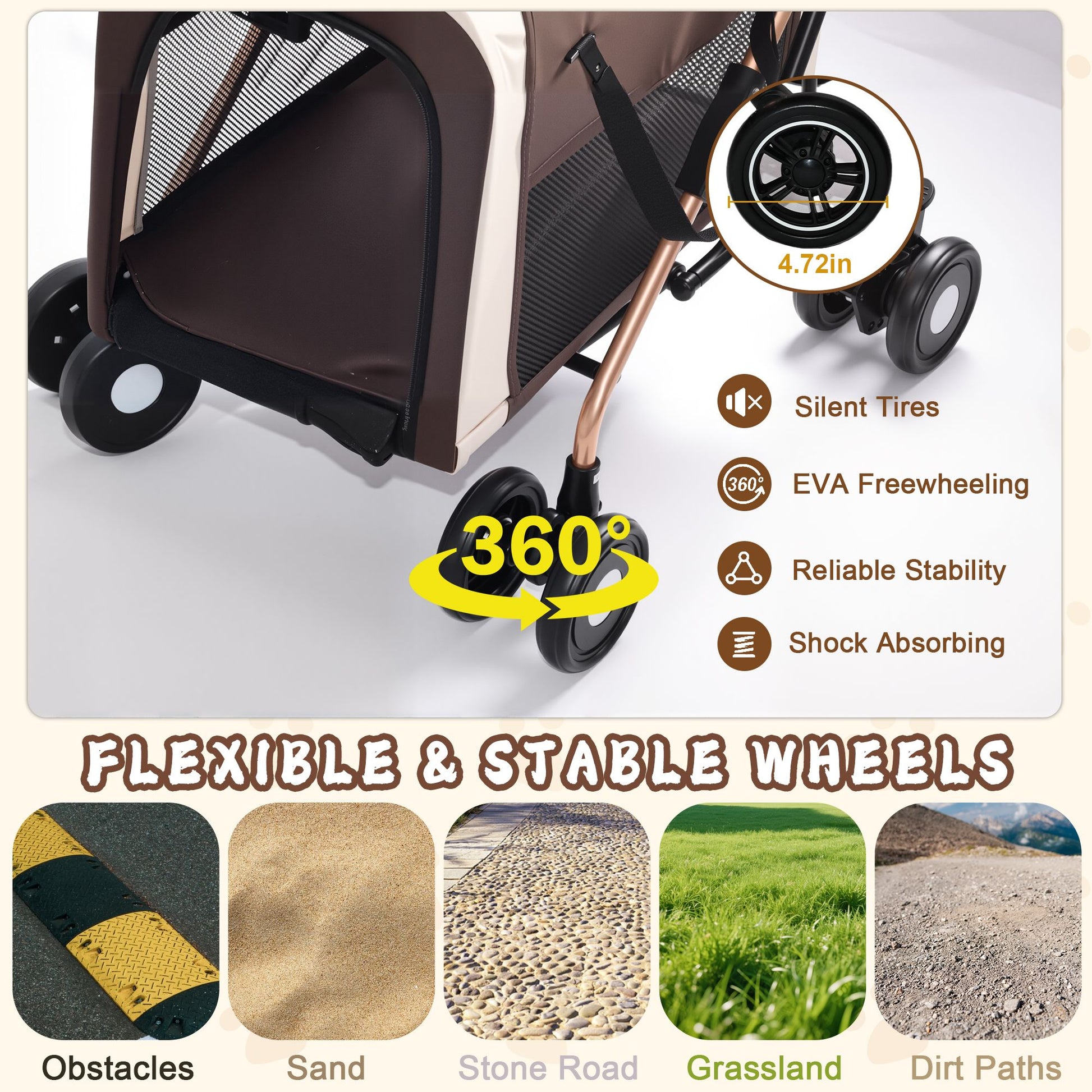 Double Pet Stroller for Small Medium Dogs Cats, 3-in-1 Convertible