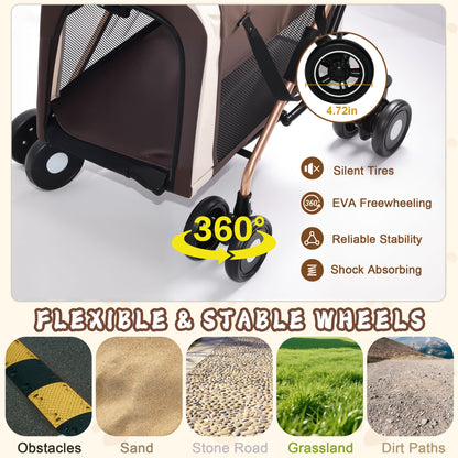 Double Pet Stroller for Small Medium Dogs Cats, 3-in-1 Convertible